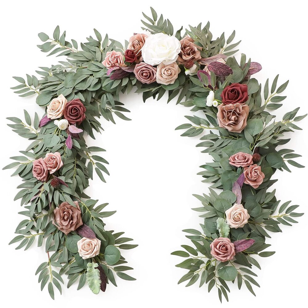 4431 6ft Artificial Eucalyptus Garland with Flowers Greenery Faux Floral